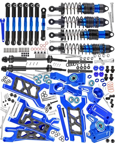 Upgrades Parts for 1/10 Slash 2WD,Slash VXL 2WD RC Shocks&Front Rear Suspension A Arms&Caster Block&Steering Blocks&Rear Stub Axle Carriers&Drive Shaft CVD&Hex Hub&Turnbuckles Camber Link,Navy Blue