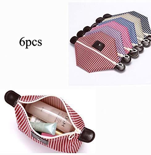 Waterproof Stripe Cosmetic Bag, Foldable, Large-capacity Design, Multifunctional Bag for Cosmetics, Toiletries, Stationery, etc, 6 Packs.