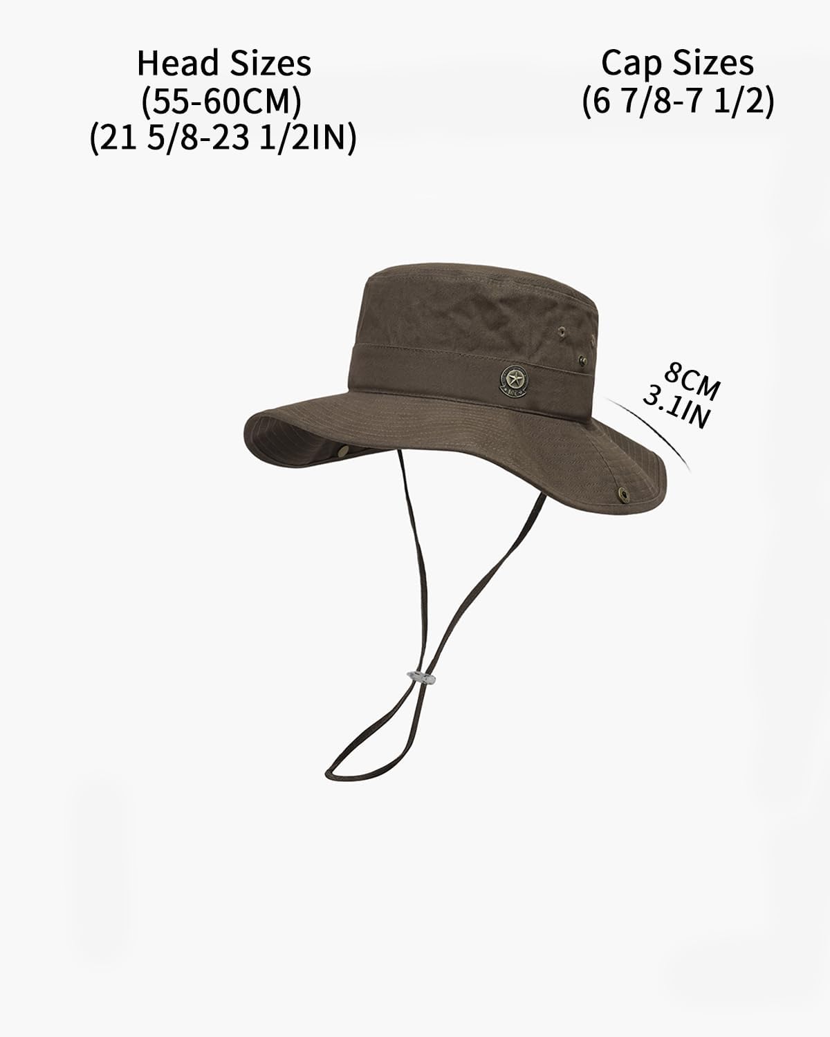 Unisex Wide Brim Sun Hat with Adjustable,Sun Protection (US, Numeric, 6 7/8, 7 1/2, Coffee)