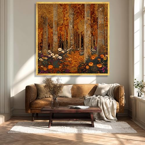 Tableau sur toile chemin forestier décoration murale florale 50x50