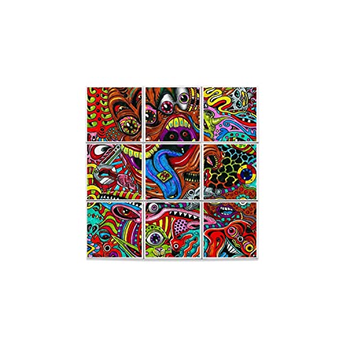 Carreaux céramique décoratif vintage hippie 70s multicolore pour tableau mural retro