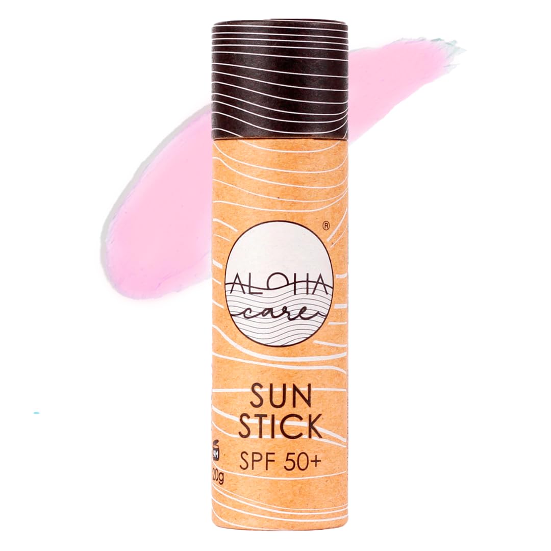 Aloha Sun Stick SPF 50+ | Protector solar mineral teñido para el surf | Tubo de papel ecológico (rosa)
