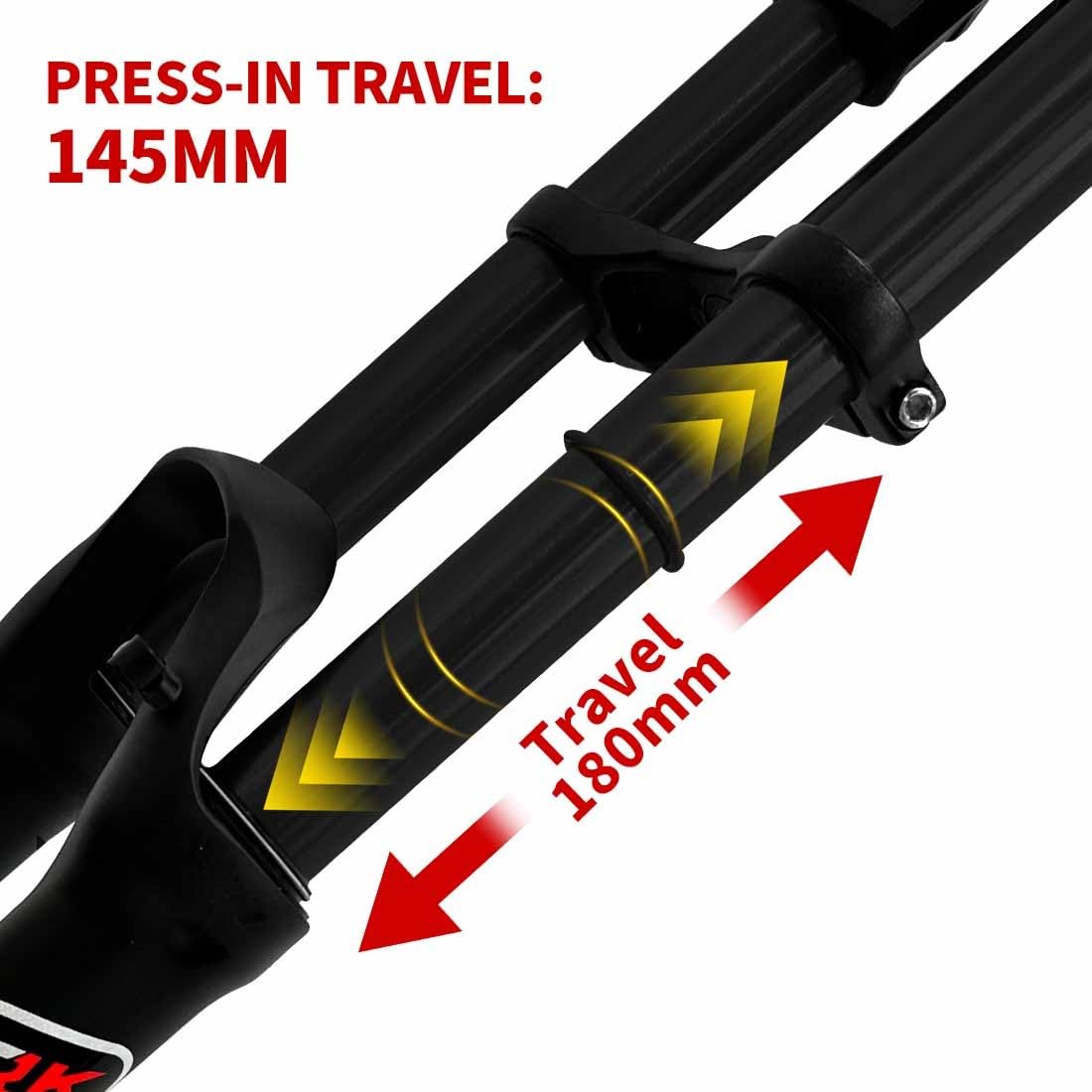 DH Bike amortyzowany widelec 26/27,5/29" Mountain Air Double Shoulder Downhill zawieszenie przednie z 145 mm skokiem sprężyny i hamulcem tarczowym 9 x 100 mm QR MTB/AM/FR