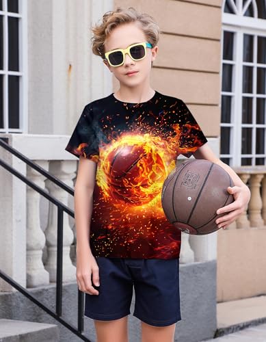 Image of 3D Graphic Short Sleeve Shirts Boys Girls Cool T-Shirt Unisex Novelty Tees for 7-12 Years Teens