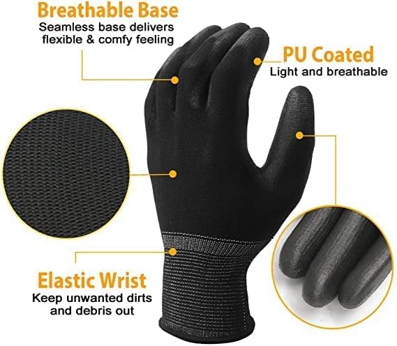 Image of Multipurpose Nylon Anti Cut PU Nitrile Coating Work Safety Gloves Black Pair 1