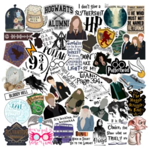Image of Pack of 57 Harri Movie Stickers - Waterproof Aesthetic Vinyl Decals for Laptop, Journal, Diary, Guitar, Phone Case & Scrapbook - Cute Durable Decorative Sticker Set for Fans & Collectors