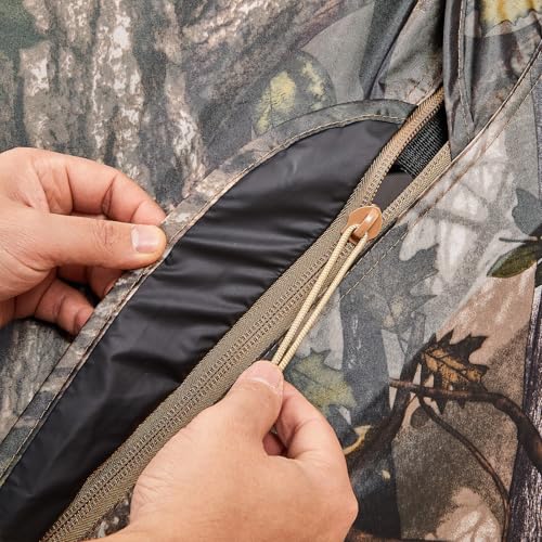 Hunting Blind 300D See Through Ground Blinds, 3-4 Person 270 Degree 2 Doors Pop Up Deer Blind Portable Camouflage Hunting Tent, for Turkey & Deer Hunting with Cyclone Tent Stakes and Wind Ropes - Thumbnail 2