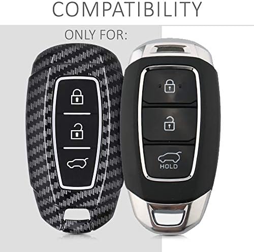 kwmobile pokrowiec na kluczyki samochodowe kompatybilny z Hyundai 3 przyciskami kluczyka samochodowego Keyless Go - twarde etui - karbonowy czarny