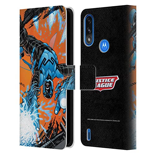 Head Case Designs Officially Licensed Justice League DC Comics Blue Beetle Other Members Comic Art Leather Book Wallet Case Cover Compatible with Moto E7 Power/Moto E7i Power