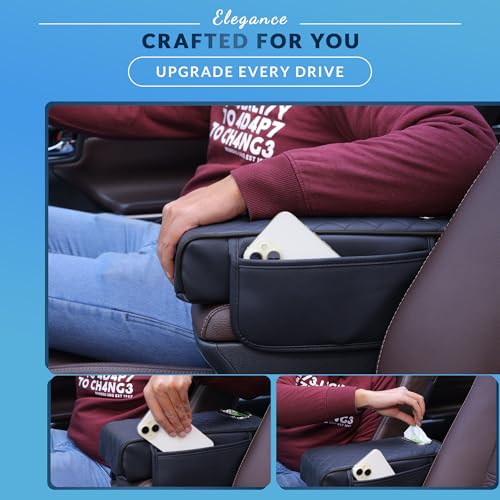 Image of Neodrift ArmEasePro' Armrest - Orthopedic Memory Foam Cushion for Car, Provides Elbow, Wrist, & Arm Support, Universal Fit, Premium Mesh Fabric Or Single-Sided Fastener (Coffee)