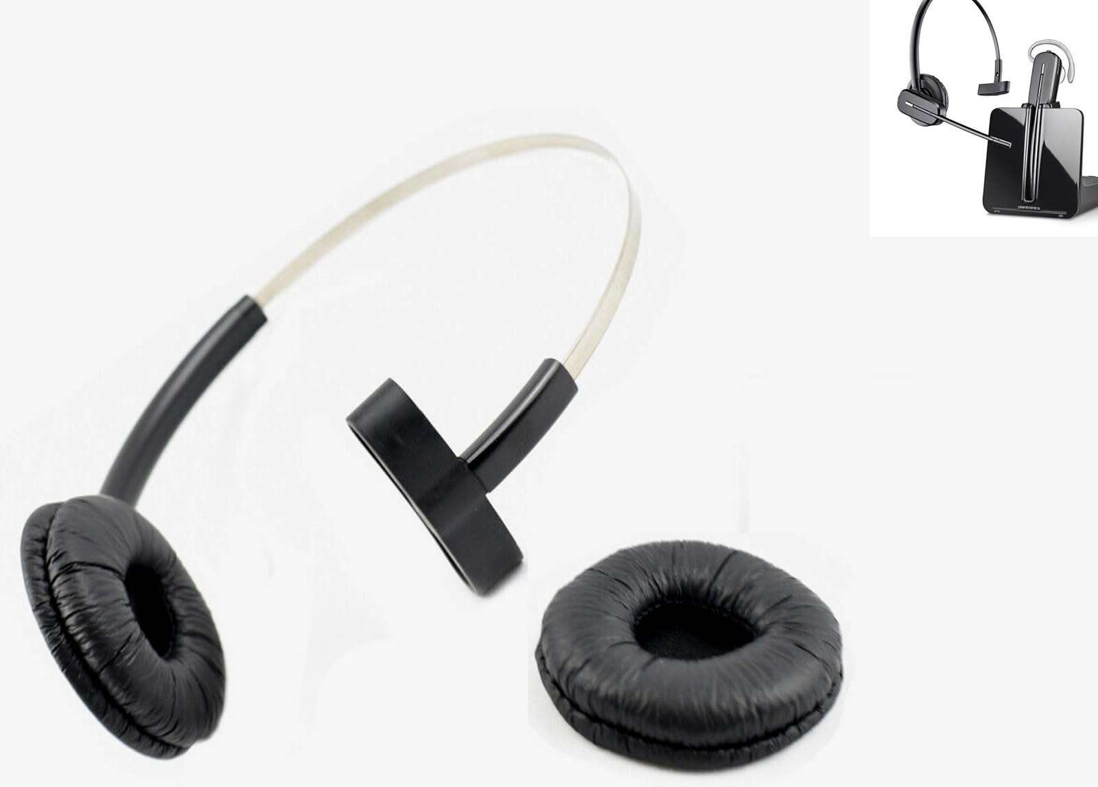 Standard Headband 84605 + Extra Replacement Comfort Soft Cushion Over-The-Head Headset for PLT Savi CS540 W740 W745 W440 W740-M