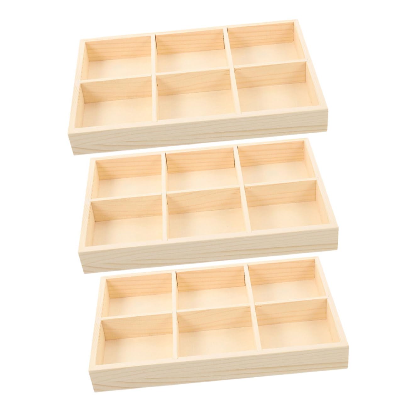 Cabilock Caja De 3 Piezas Con Compartimentos De Madera Caja De Almacenamiento Escritorio De Trabajo Bandeja De Clasificación De Madera Organizador De