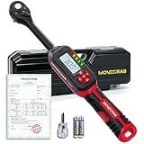 MOVECRAB 3/8" Digital Torque Wrench, 2-44 Ft.lb/3-60 N.m, ±2% Accuracy, LED Display, USB Data Storage, 4 Units, Two modes, Triple Alert, Precision Torque Tool, Red