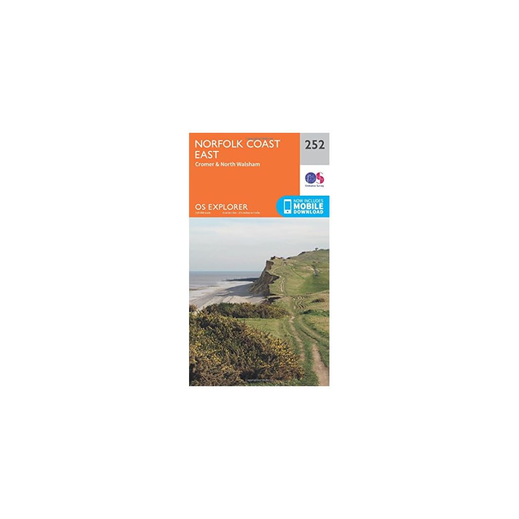 Norfolk Coast East Map Cromer & North Walsham Ordnance Survey OS