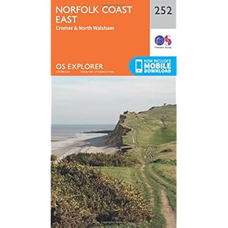Norfolk Coast East Map Cromer North Walsham Ordnance Survey OS Explorer Map 252 England Walks Hiking Maps Adventure Map Folded Map 16 Sept