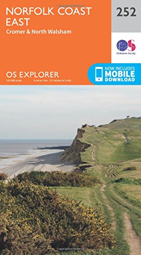 Norfolk Coast East Map Cromer North Walsham Ordnance Survey OS Explorer Map 252 England Walks Hiking Maps Adventure Map Folded Map 16 Sept