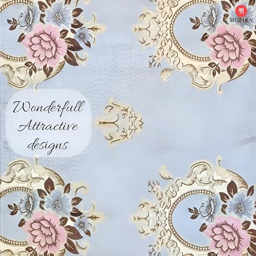 Image of Fridge Top Cover by Motira - Double Door & French Door Protector, Floral Embroidery with 6 Pockets 65 x 170 CM (Grey).