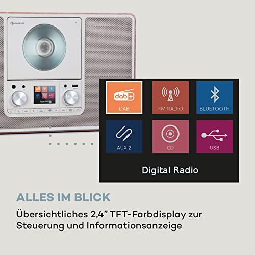 auna Radio, DAB Radio mit CD Player zur Wandmontage, DAB Plus Radio mit Bluetooth, DAB/DAB+/FM Radio, Küchenradio mit TFT Display, MP3, Streaming, Digitalradio Klein, Radio mit Wecker & Fernbedienung – Bild 6