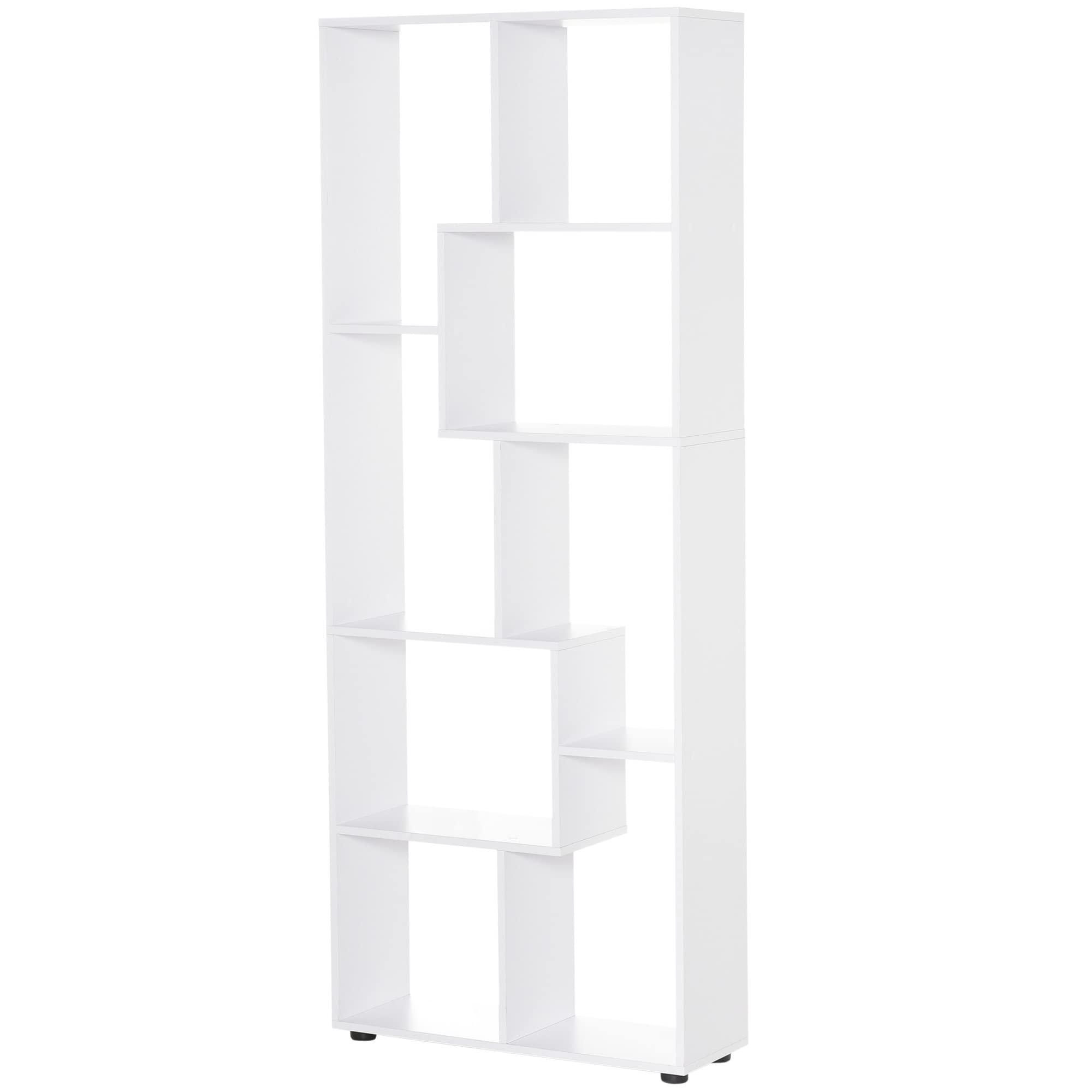 HOMCOM Estantería Moderna Vertical Diseño de Librería con 8 Estantes E1 Tablero de Partículas 70x24x178cm Blanco