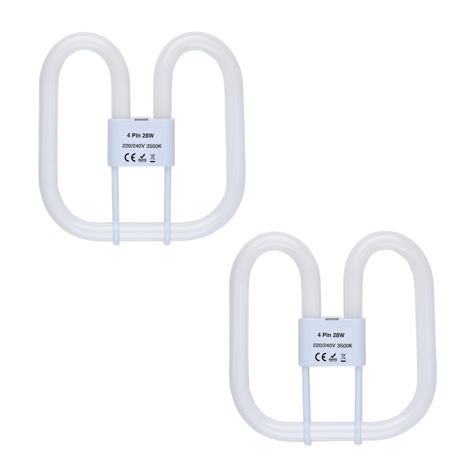B4U 2 Pack GR10q 4 Pin 28W(Large Size 20 * 20cm) Compact Fluorescent Lamp, 2D Bathroom Light Bulb, CFL Low Energy Light Bulb
