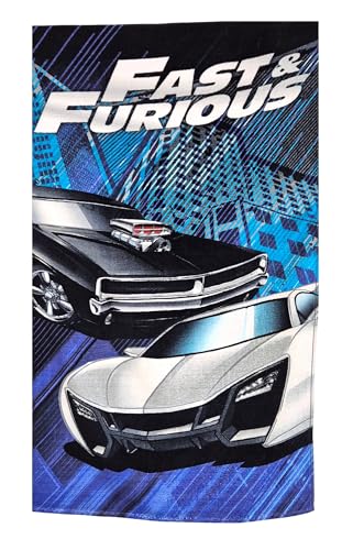 Theonoi Kinder Handtuch Badetuch Strandtuch Duschtuch mit Auto Rennwagen Sportwagen Motiv 100% Baumwolle 70x140 Baumwolle (Fast and Furious)