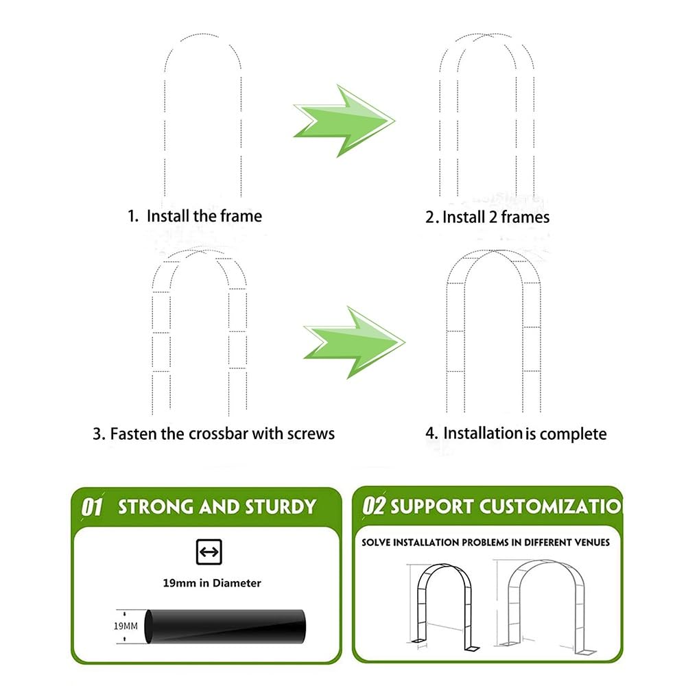 Arceau À Rosiers Arch Ede Jardin en Fer, Largeur 120CM/140CM/180CM/220CM Arcade de Mariage en Métal Fer Forgé, pour Patio, décoration de fête, Arches de Mariage (Taille : W120xH220x40cm)