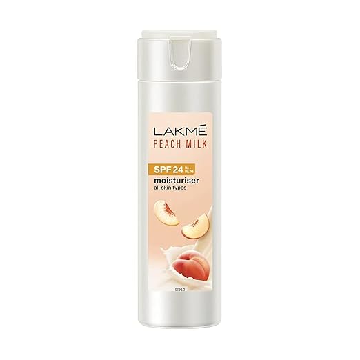 Lakme Peach Milk Face Moisturizer SPF 24 PA++ 120 ml, Daily Light Sunscreen Lotion with Vitamin C for Glowing Skin – Sun Protection for Women at Rs. 140