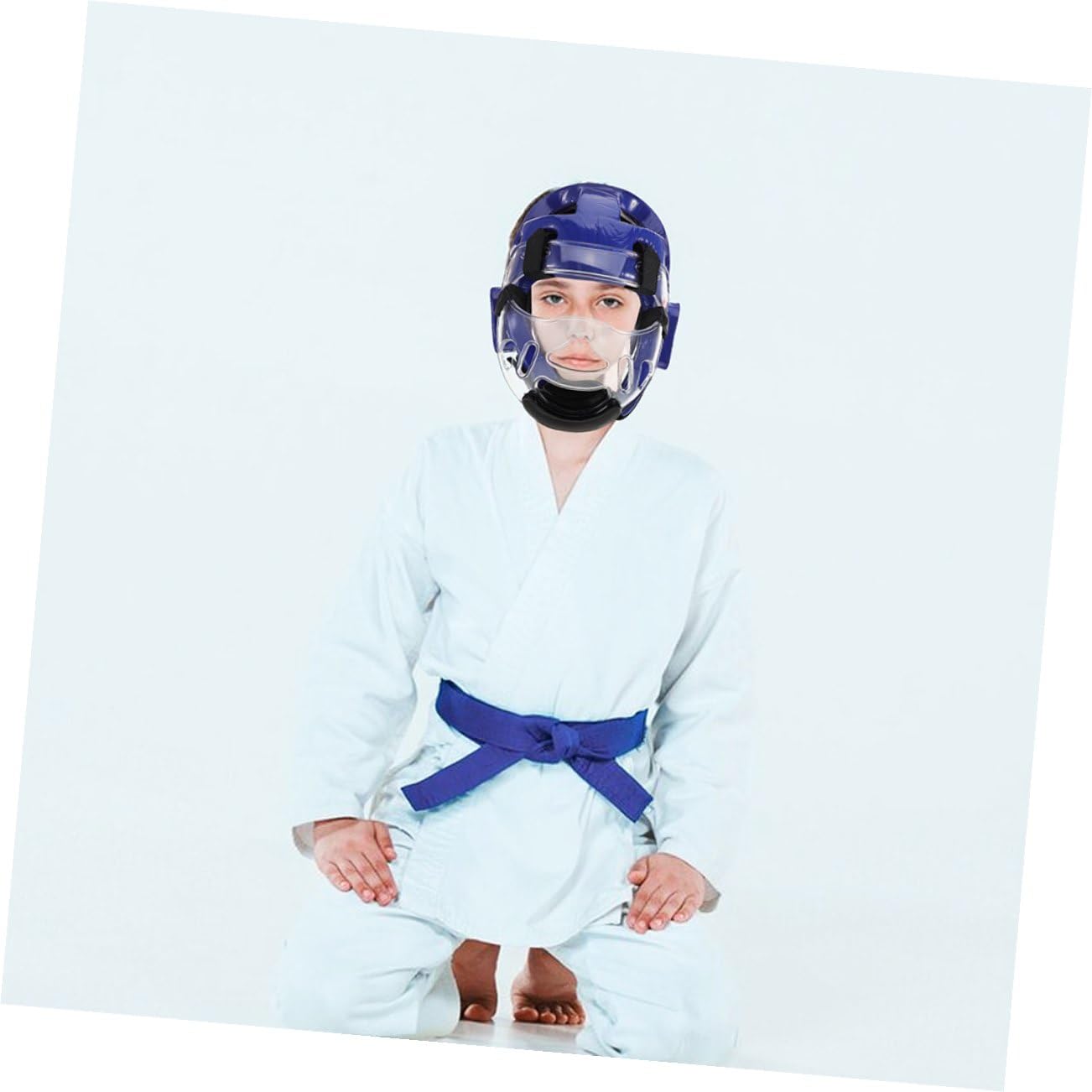 HANABASS Casco Protettivo per Bambini Arti Marziali Taekwondo e Karate, Leggero Materiale Traspirante in Spugna e Pu, Adatto per Allenamento e Combattimento Blu