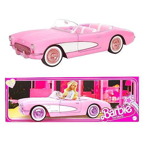 Barbie Filmowy kabriolet Deluxe Różowe auto Corvette inspirowane filmem „Barbie”, z białymi oponami i miejscem do przechowywania w bagażniku HPK02
