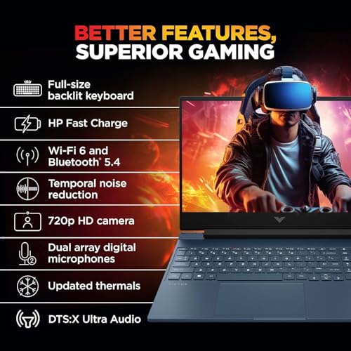 Image of HP Victus, Intel Core i7, 13th Gen-13620H, 6 GB RTX 3050 Gaming Laptop, (16GB DDR4, 512GB SSD) 144Hz,300 nits, IPS, 15.6inch(39.6cm) Win 11, M365* Office24, Blue,2.29kg, Backlit,fa2077tx