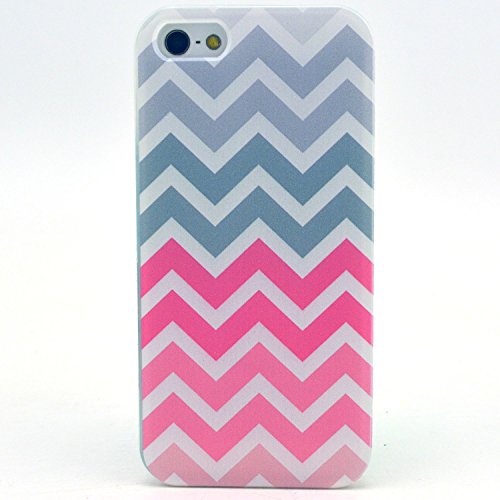 Iphone 5c Case, JAHOLAN Pink Gray Wave Stripe Clear Bumper TPU Soft Case Rubber Silicone Skin Cover for iphone 5c