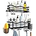 OETAMS Etagere Douche 2 Pièces Auto-AdhéSif Rangement Douche Sans Percage Etagere Murale Salle de Bain Porte Shampoing Ddouche Inox Avec Serviteur de Douche mit 10 Crochets Noir