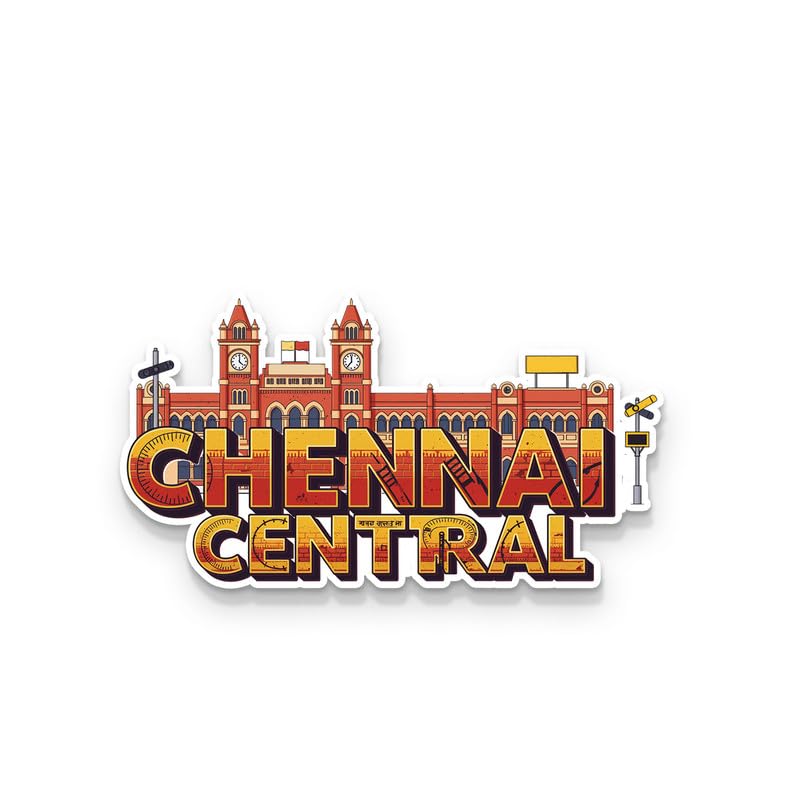 Image of Chennai Central Fridge Magnets, Glossy Finish, Stylish Magnet for Fridge, Wardrobe & Metal Surfaces