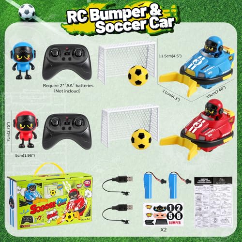 FRUSE Ferngesteuertes Auto ab 3 Jahre,2 Stück Autoscooter Ferngesteuert Kinder,RC Bumper Cars mit Musik und Licht,2,4 GHz Ferngesteuertes Fußballwagen RC Auto Spielzeug,Geschenke für Jungen Mädchen