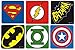 Produktbild original DC Comics Marvel Superhelden Logo Kork Untersetzer Set 6tlg mit Batman, Superman, The Flash, Green Lantern, Captain America
