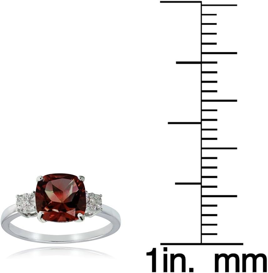 Ice Gems Sterling Silver African Garnet and Cushion-cut Ring