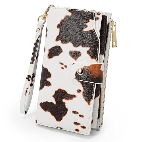 Image of UTO Wallet Women Vegan Leather Wristlet Snap Long Purse Credit Card Holder Elegant Clutch