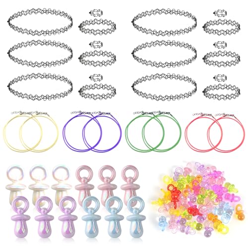SI SEN Accessoires des Années 90, Collier de Tatouage & Chaîne de Tétine, Accessoires Rétro Femme pour Fête 80s/90s, Tétine Décorative, Choker...