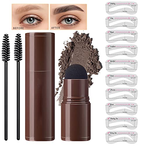 Eyebrow Stamp, Eyebrow Stencil Kit,1 Step Eyebrow Shape Kit for Perfect Brow, 10 Brow Stamp Stencils Kit, Long-lasting, Waterproof