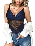 Avidlove Women Lace Bodysuit Snap Crotch Sexy Teddy Lingerie One Piece Babydoll(Royal Blue,M)