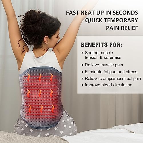 Snailax Heating Pad for Back Pain Relief, Electric Heat Pad for Period Cramps, Neck, Shoulders, 16”x24”, Heated Pad with Adjustable Strap, 6 Heat Levels, Auto Shut Off,Gifts - Thumbnail 2