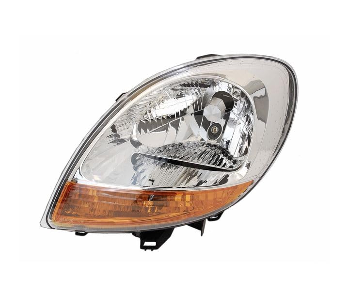 Faro delantero izquierdo del lado del conductor proyector de montaje de faros delanteros lámpara de coche compatible con Renault Kangoo I 2003 2004 2005 2006 2007 2008 cromo naranja VP2436L