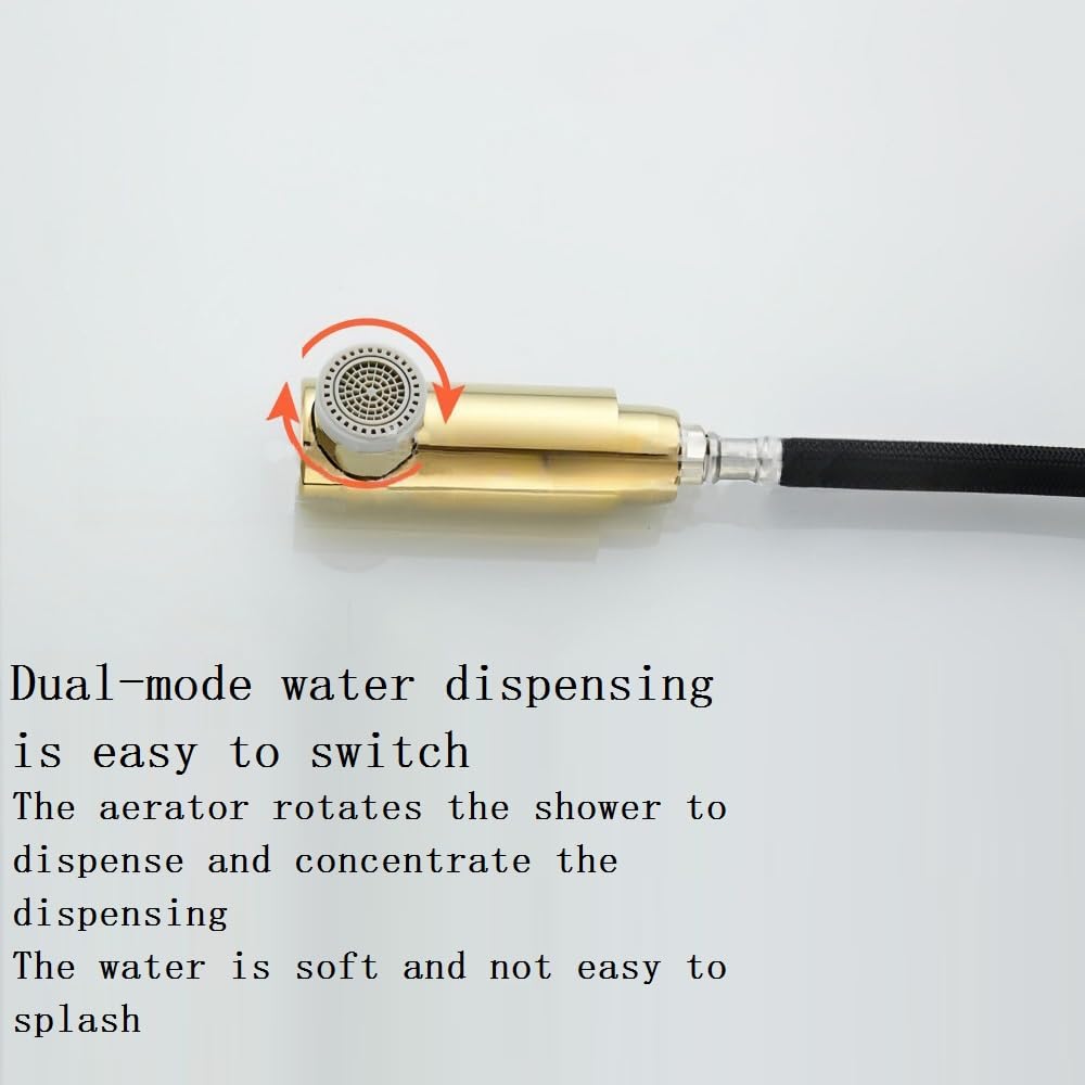 Grifo Giratorio de Cobre para baño con pulverizador extraíble, Grifo Mezclador de Agua fría y Caliente para bañera y Fregadero, Elegante y