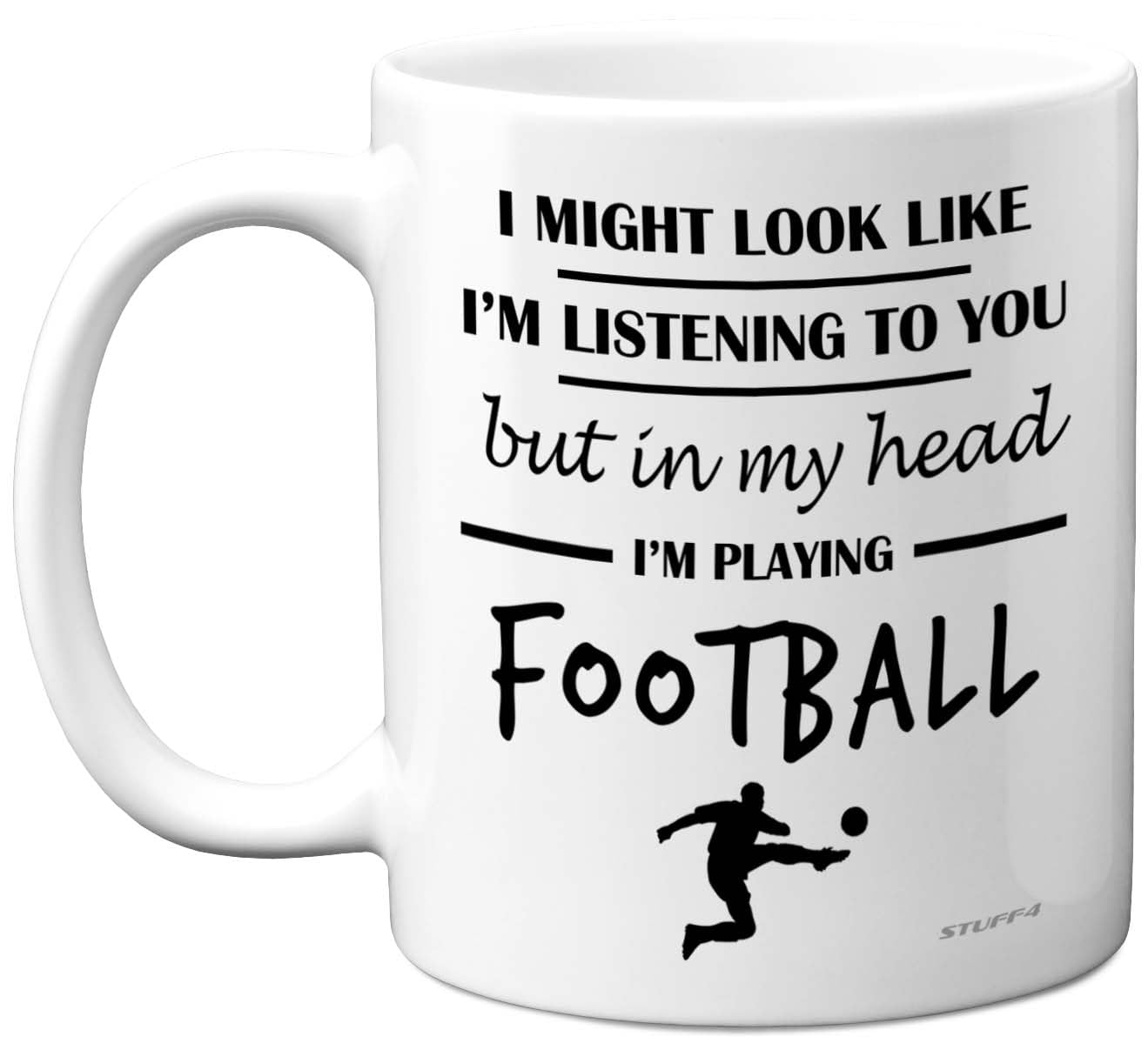 Stuff4 Football Gifts - in My Head I'm Playing Football Mug - Funny Gift for Footy Players, Footie Lover Presents, 11oz Ceramic White Premium Mugs Novelty Cup