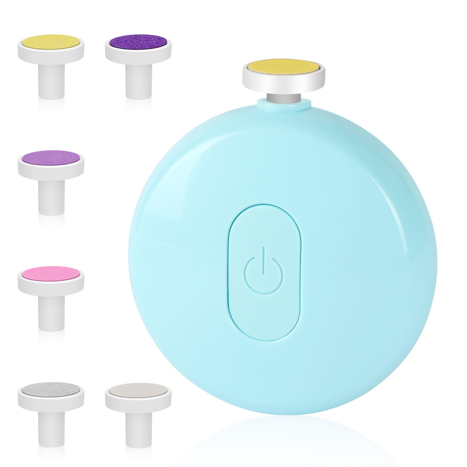 Vicloon Elektrische Baby Nagelfeile, 6 in 1 Elektrische Nagelfeile für Neugeborene Set, Leise und Sicherer Baby-Nagelschneider，Nagelpflege für Babys, Geschenk für Neugeborene-Blau