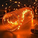 Ariceleo 1 Pack 16.4ft Battery Operated String Lights with Timer, Orange with Synchronized Twinkle Mode, Fairy Lights Battery Powered, 50 LEDs, Idea for Christmas Bedroom Party Wedding