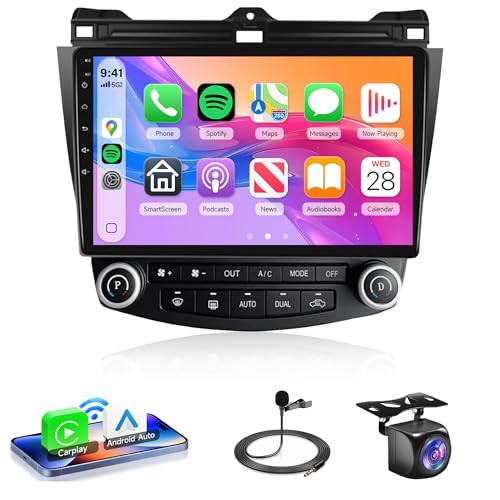 4Core 4G+64G Android 13 Car Radio Stereo for Honda Accord 2003 2004 2005 2006 2007, Rimoody Wireless Carplay Android Auto GPS 5G-WiFi Bluetooth 5.0 10.1'' Touchscreen FM/RDS EQ SWC Backup Camera