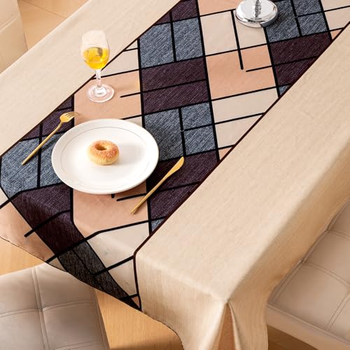 Image of HOKIPO Modern Grace Table Cloth for 6 Seater, 55x86 in, Earthy Matrix