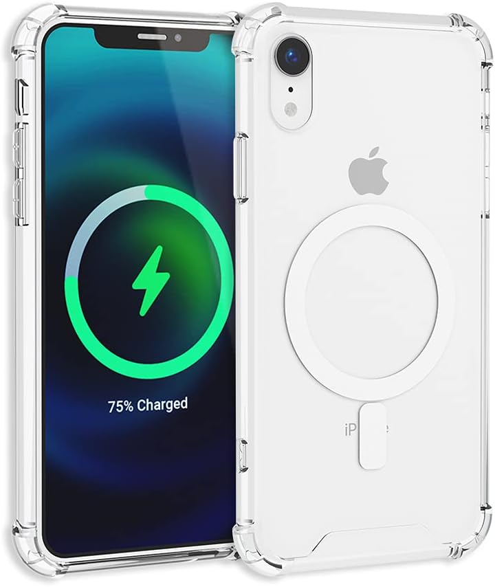 TORU MX Slim for iPhone XR Magnetic Case, Compatible with Magsafe, Hybrid Transparent HD Clear Case with Detachable Wrist Strap, Scratch Resistant, Air Bumper Shock-Absorbing Corners - Clear
