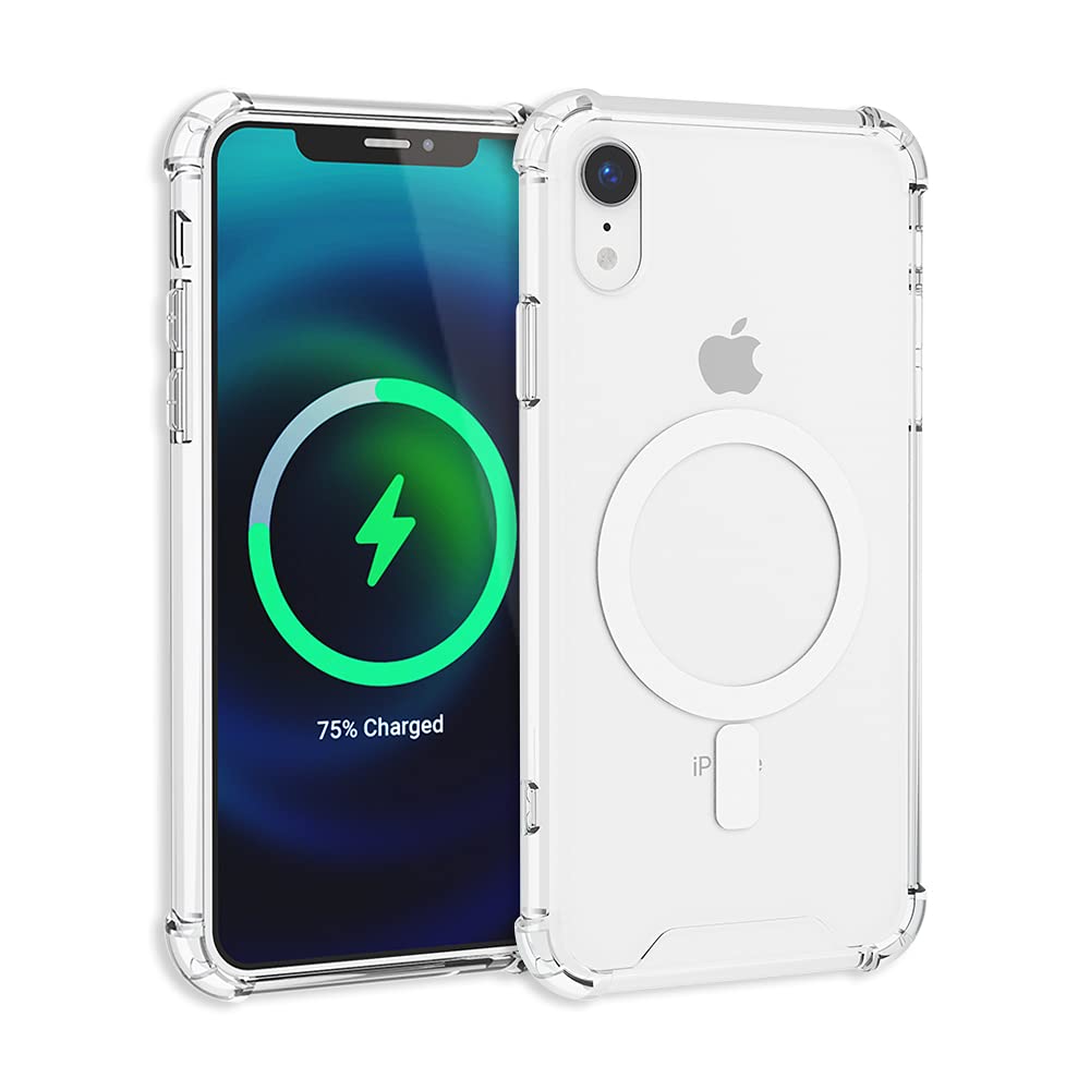 TORU MX Slim for iPhone XR Magnetic Case, Compatible with Magsafe, Hybrid Transparent HD Clear Case with Detachable Wrist Strap, Scratch Resistant, Air Bumper Shock-Absorbing Corners - Clear
